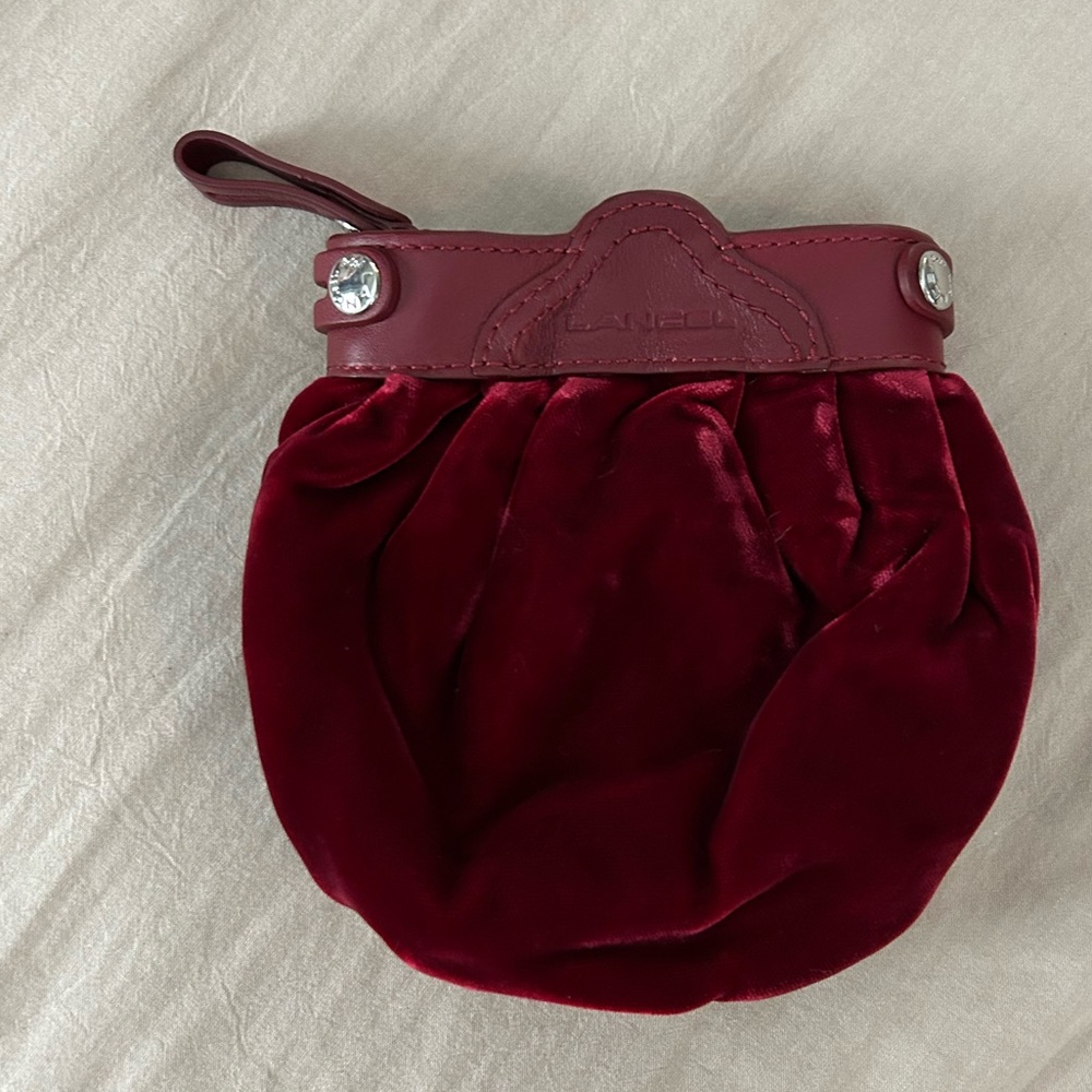 Lancel Burgundy Velvet Clutch Bag